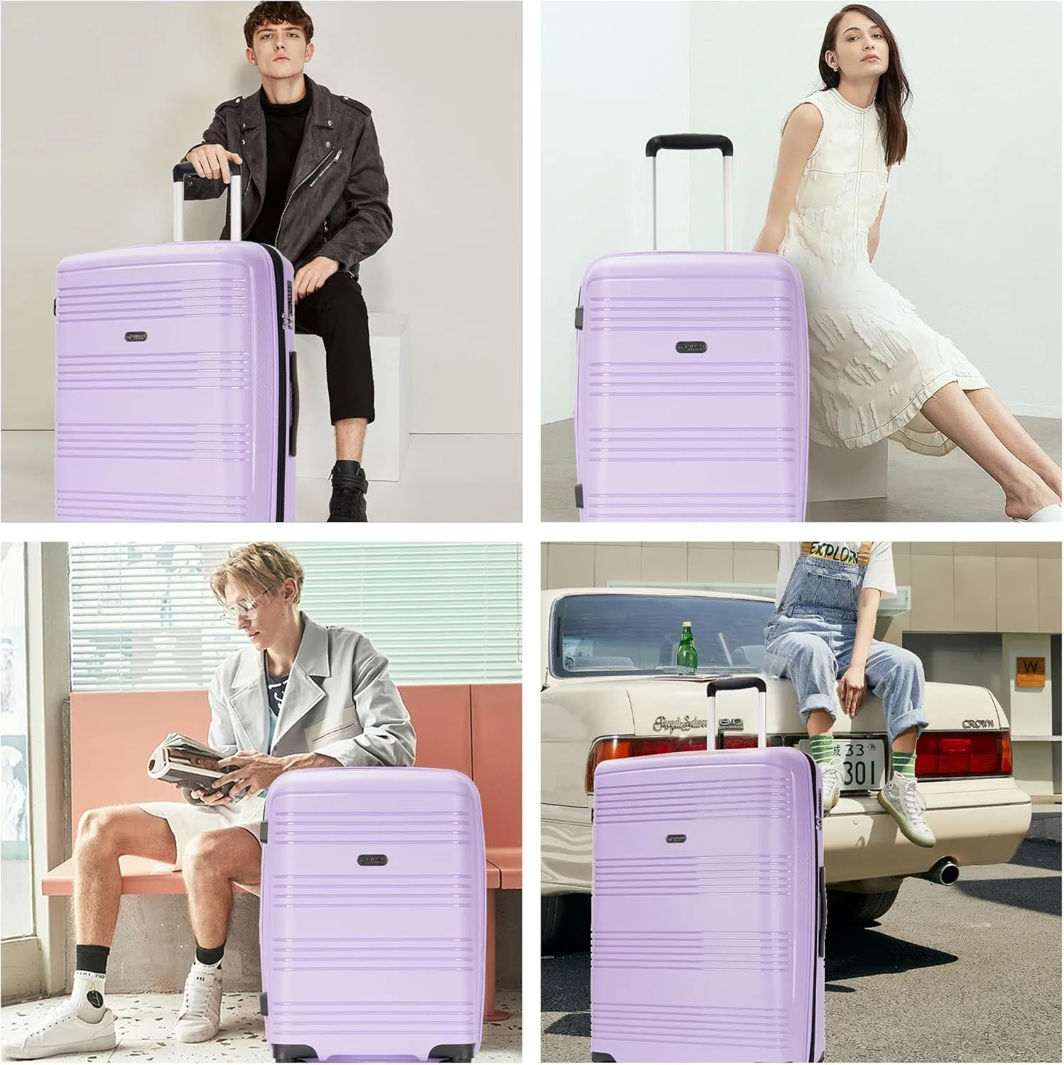 29 Inch Large Suitcase with Spinner Wheels TSA Lock Lightweight Expandable Hard Shell Luggage for Women, Purple