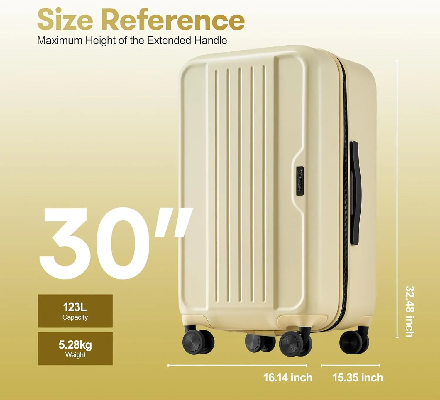 30inch Hardside large suitcase, Trunk Luggage with Spinner Wheels,Lightweight Suitcase with TSA Lock,30%/70% Split Opening20inch.24inch.30inch Pale Yellow