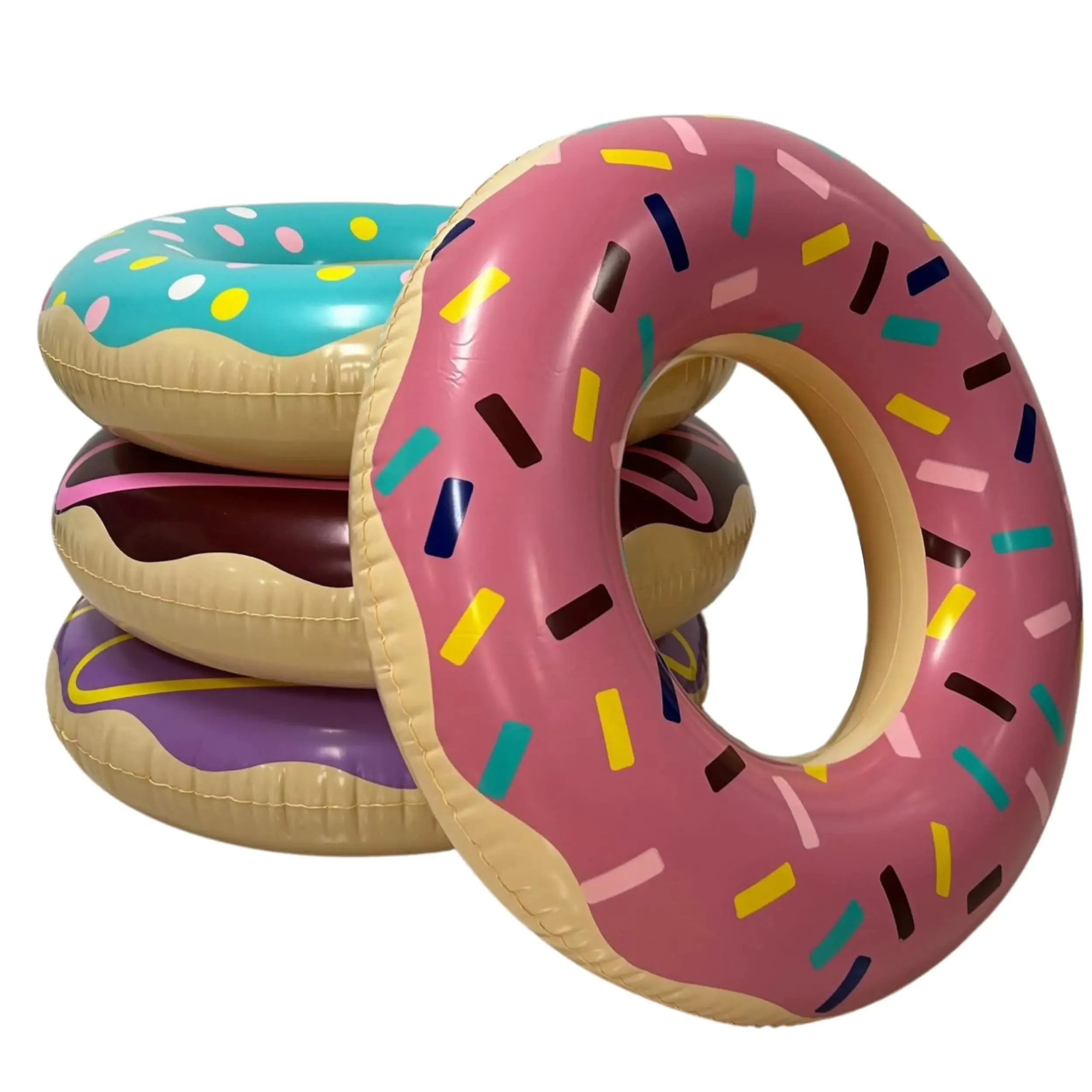 4 Pack Donut Pool Floats for Kids & Adults 30" Swim Rings Tubes Floaties for Swimming Pool Donut Inflatable for Party Decorations Beach Toys by 4Es Novelty