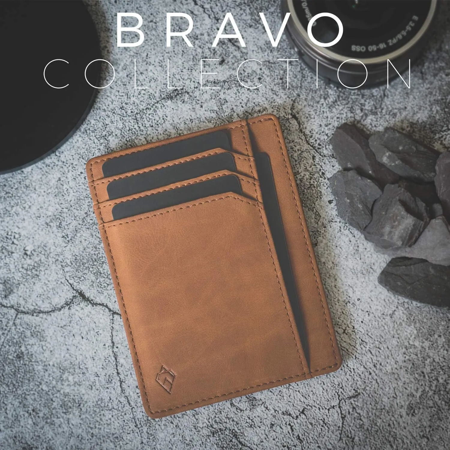 AKIELO RFID Blocking Credit Card Holder and Gift Box  Slim Wallets for Men  Minimalist Card Wallet (Bravo Collection)