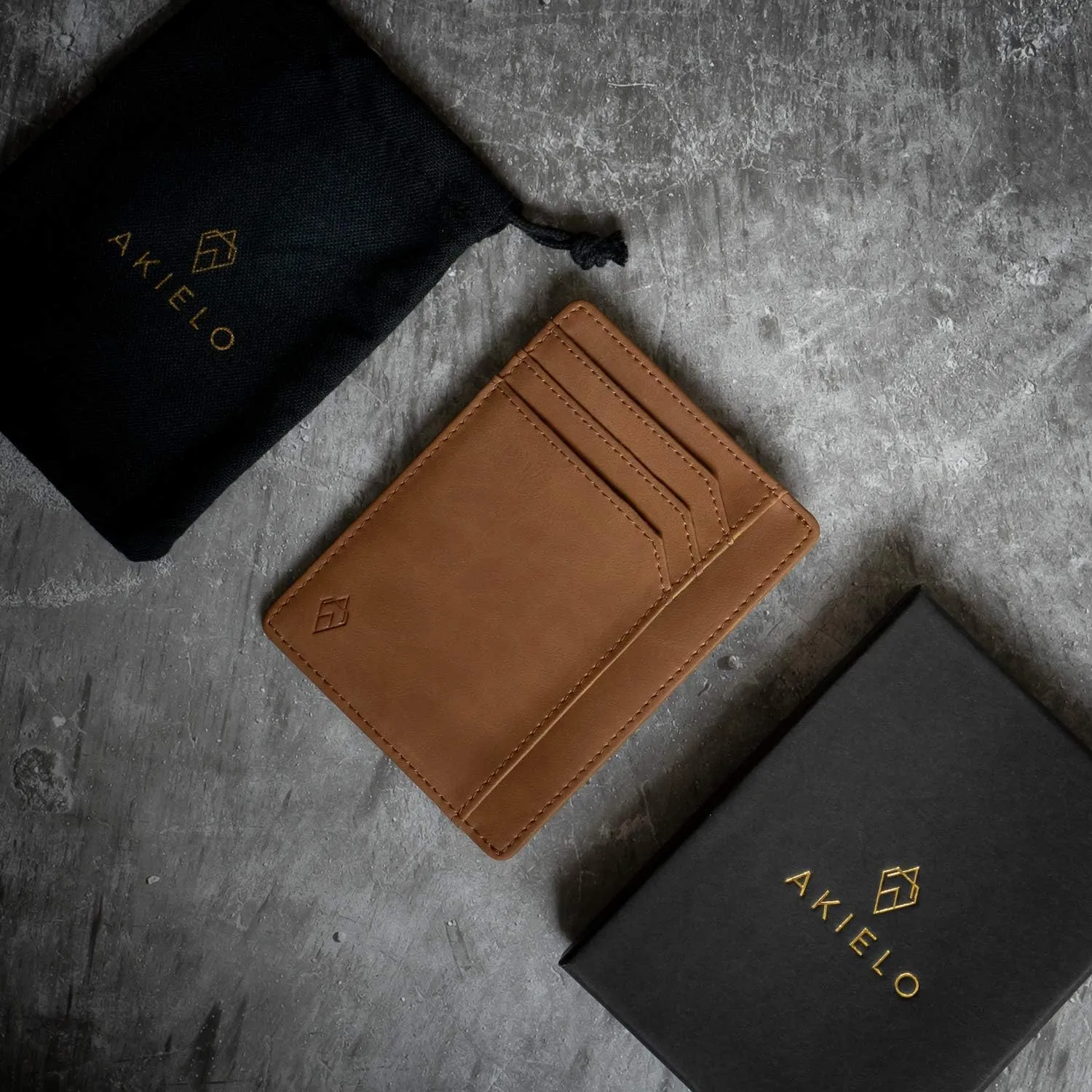 AKIELO RFID Blocking Credit Card Holder and Gift Box  Slim Wallets for Men  Minimalist Card Wallet (Bravo Collection)