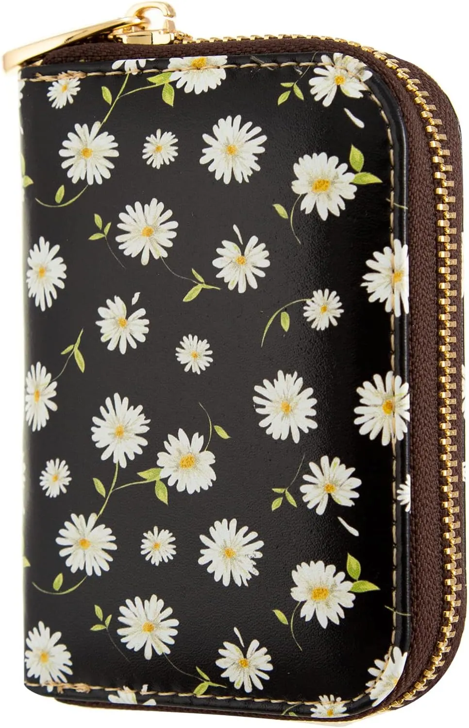 ANNAMISSI Rfid Credit Card Holder,Wallet Women Organizer Accordian Men Minimalist Wallet,Card Holder Keychain, Daisy, Multifunction