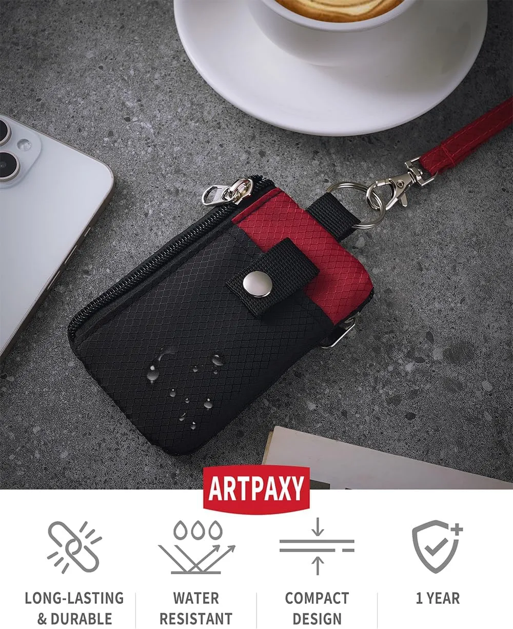 Artpaxy Minimalist Wallet For Mens Womens, Black Red, Classic