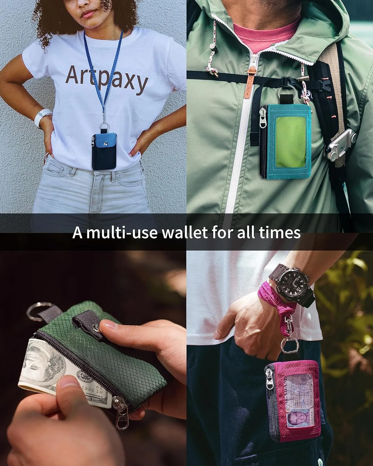 Artpaxy Minimalist Wallet For Mens Womens, Black Red, Classic