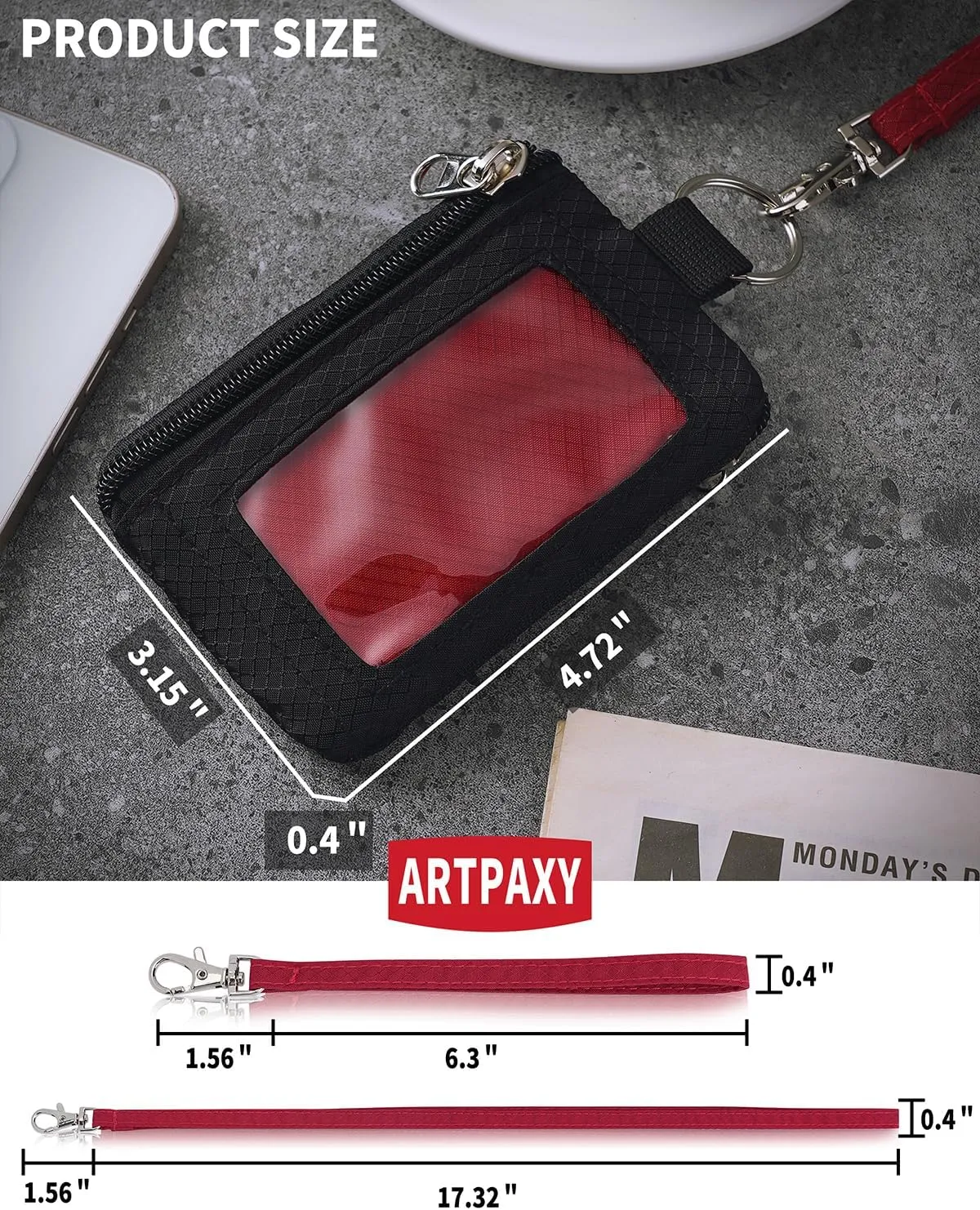 Artpaxy Minimalist Wallet For Mens Womens, Black Red, Classic