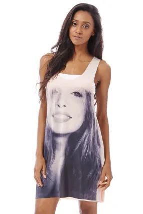 Baggy Racerback Tunic Dress with Photograph Detail