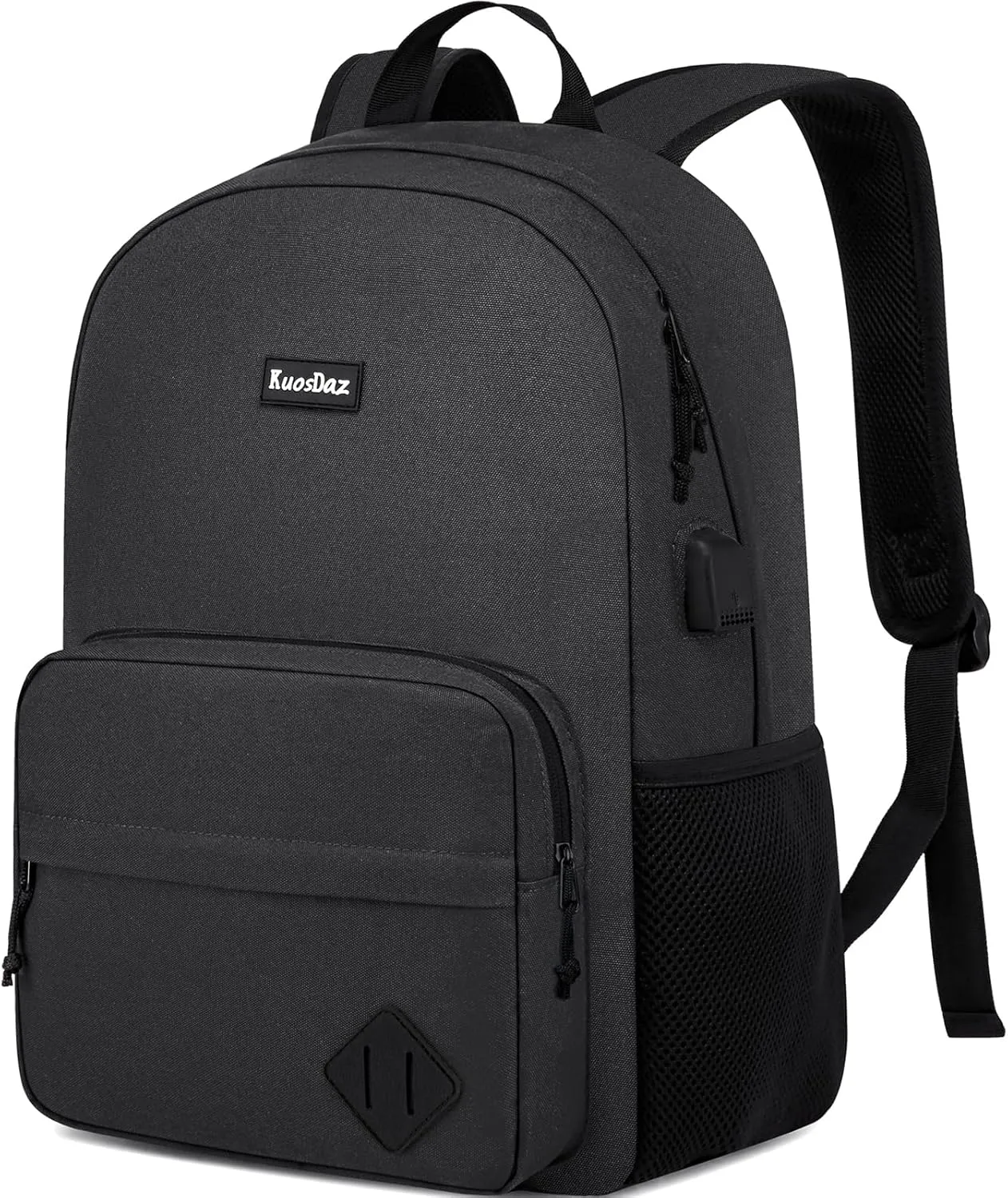 Black Backpack for School Teen Boys & Girls, Lightweight Casual Backpacks for Men and Women, Classic Basic Water Resistant Casual Daypack Fit 17.3 Inch Laptop