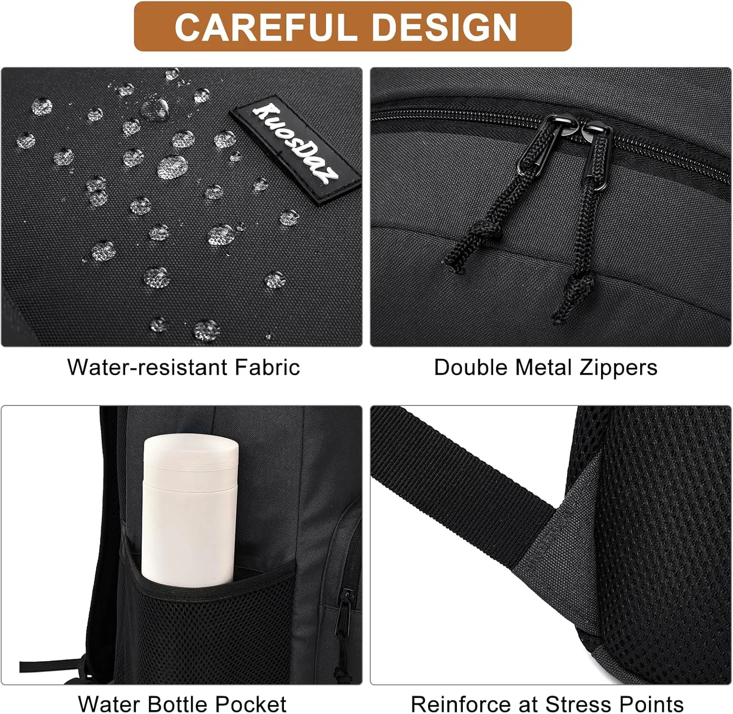 Black Backpack for School Teen Boys & Girls, Lightweight Casual Backpacks for Men and Women, Classic Basic Water Resistant Casual Daypack Fit 17.3 Inch Laptop