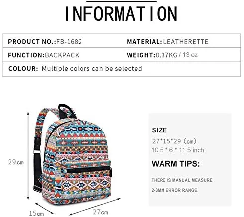 Bravo! Fashion Design Leatherette 12" Backpack (Signs)