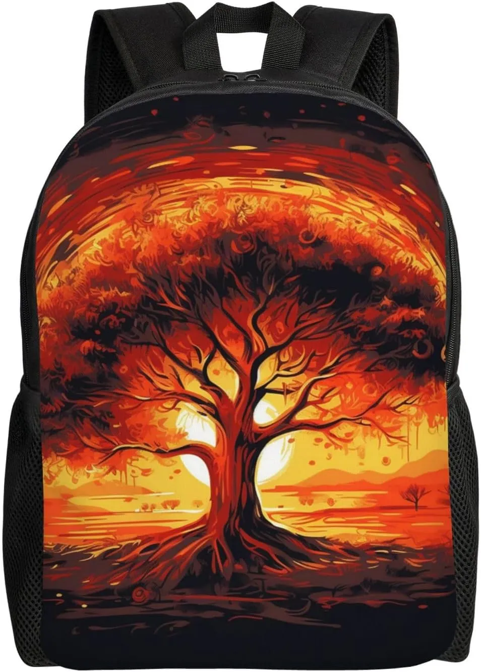 Burning Tree of Life Travel Backpack for Women Men Large Laptop Bag 16.1Inch College Bag Casual Daypack