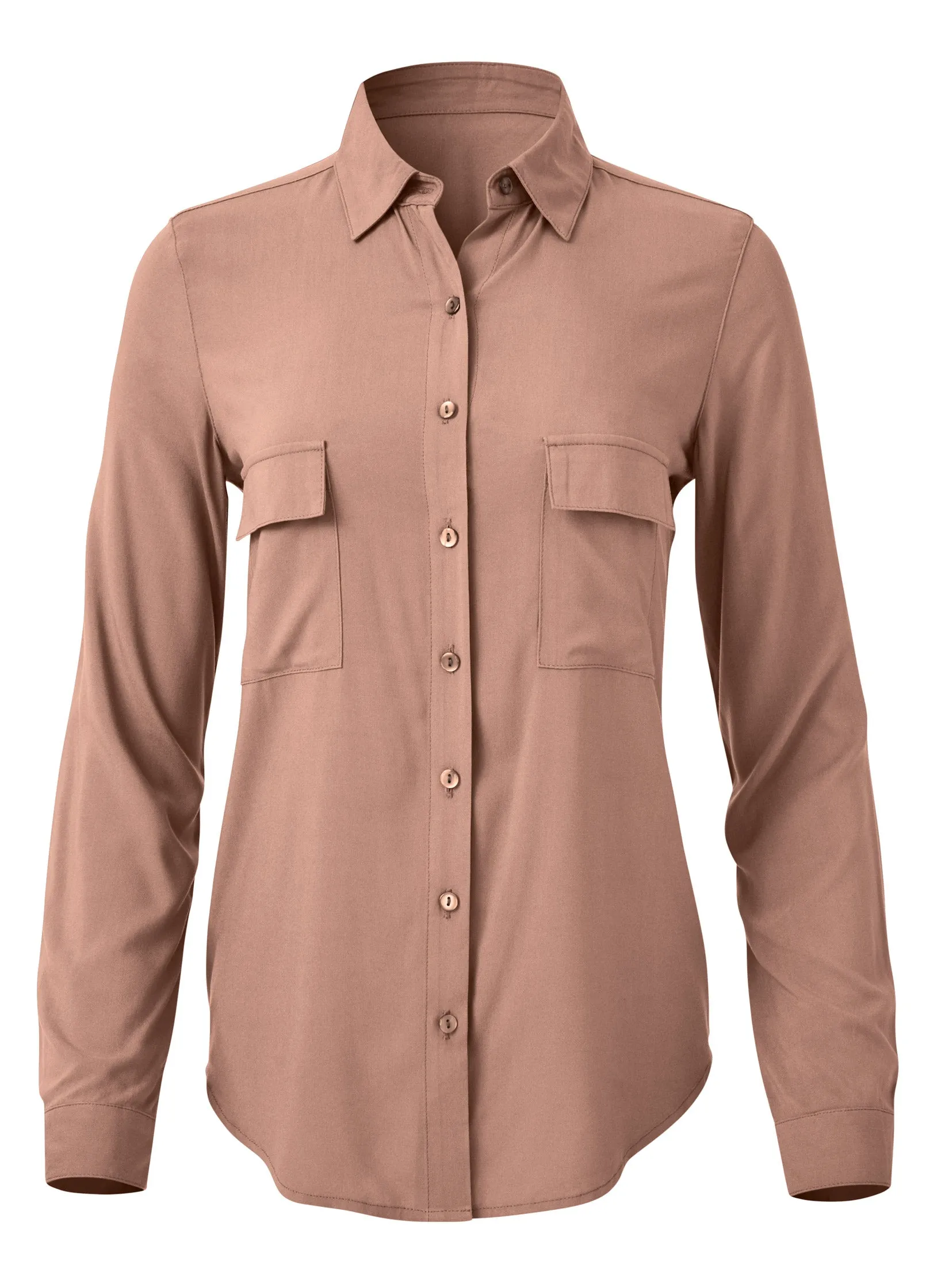 Button-Up Blouse - Taupe