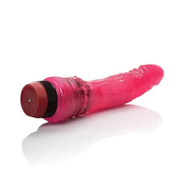CalExotics Hot Pinks Curved Jelly Vibrating 6.5" Dildo