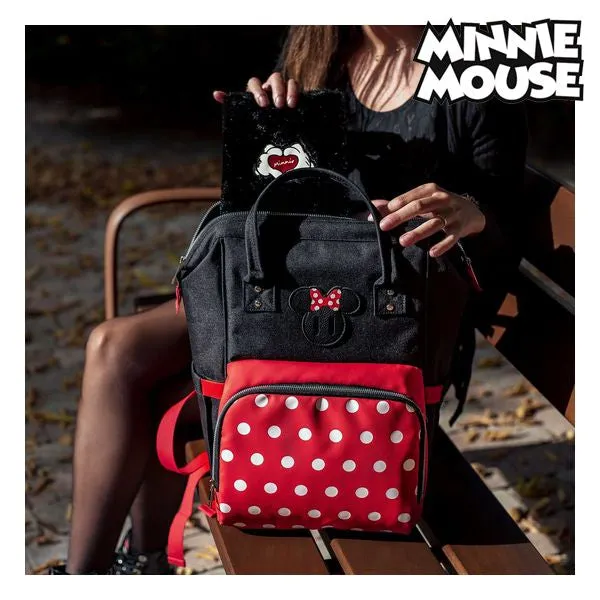 Casual Backpack Minnie Mouse Black Red