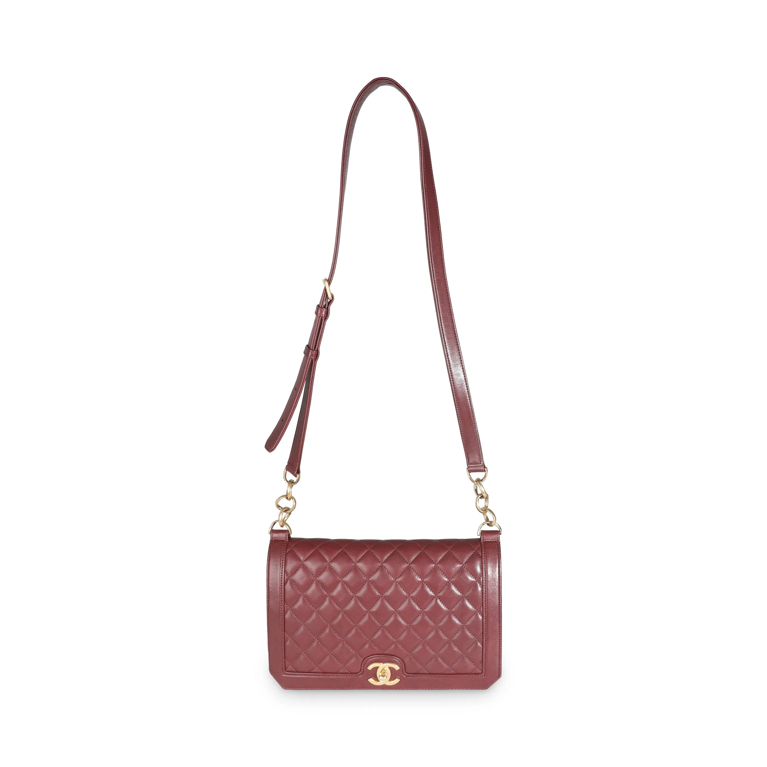 CHANEL Burgundy Quilted Lambskin Large New Bag
