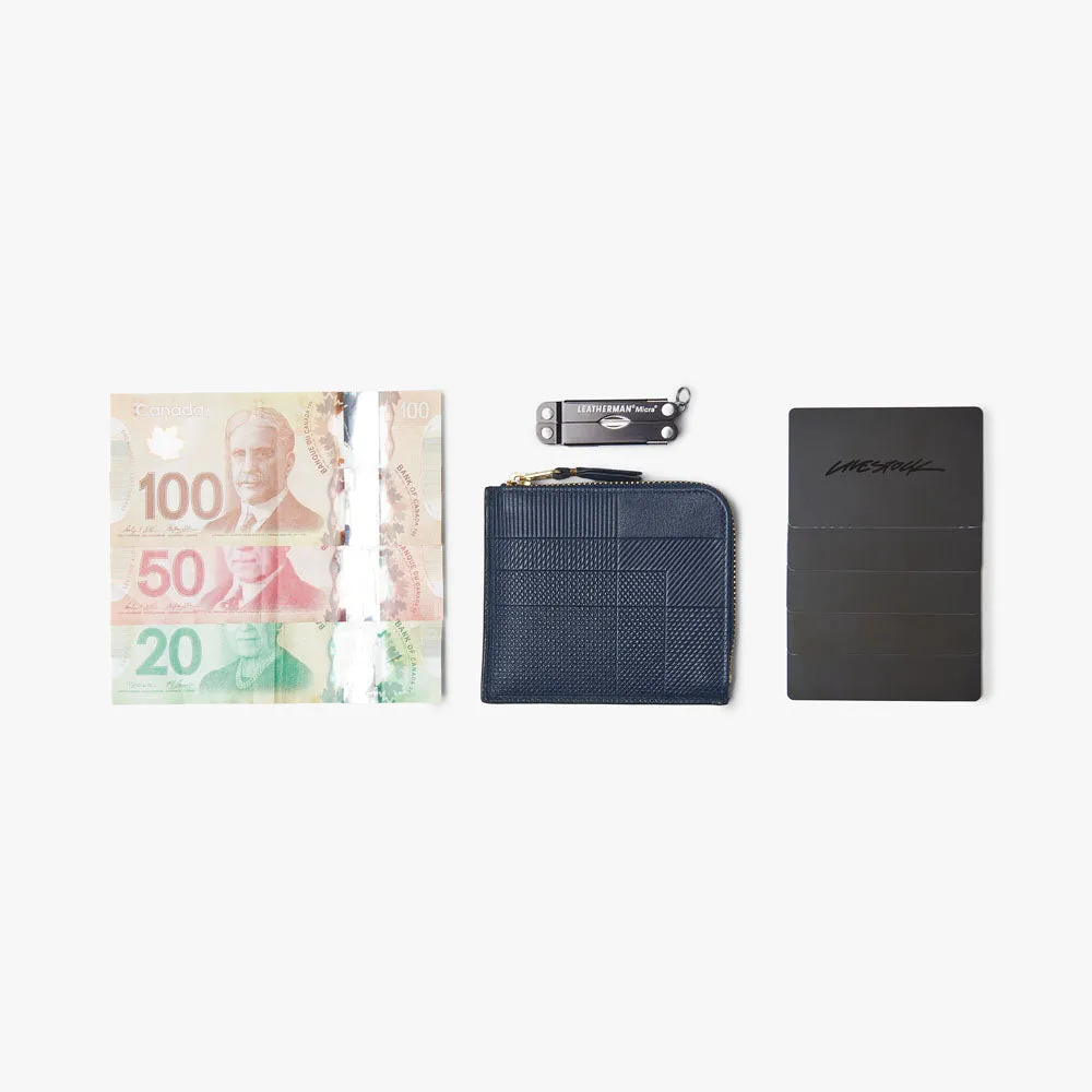 COMME des GARÇONS WALLET Intersection Half Zip Wallet / Navy
