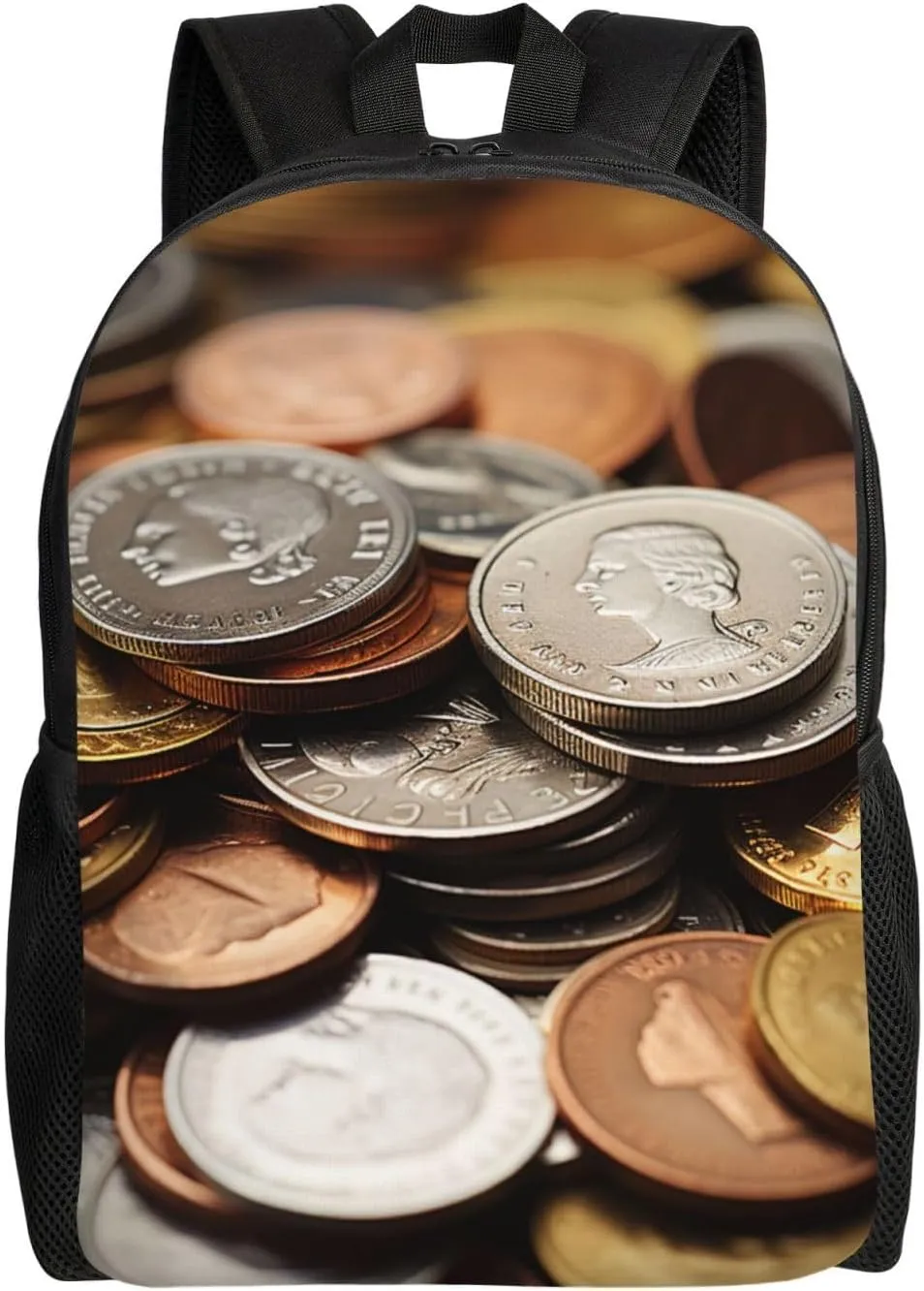 Currency Coin Travel Backpack for Women Men Large Laptop Bag 16.1Inch College Bag Casual Daypack