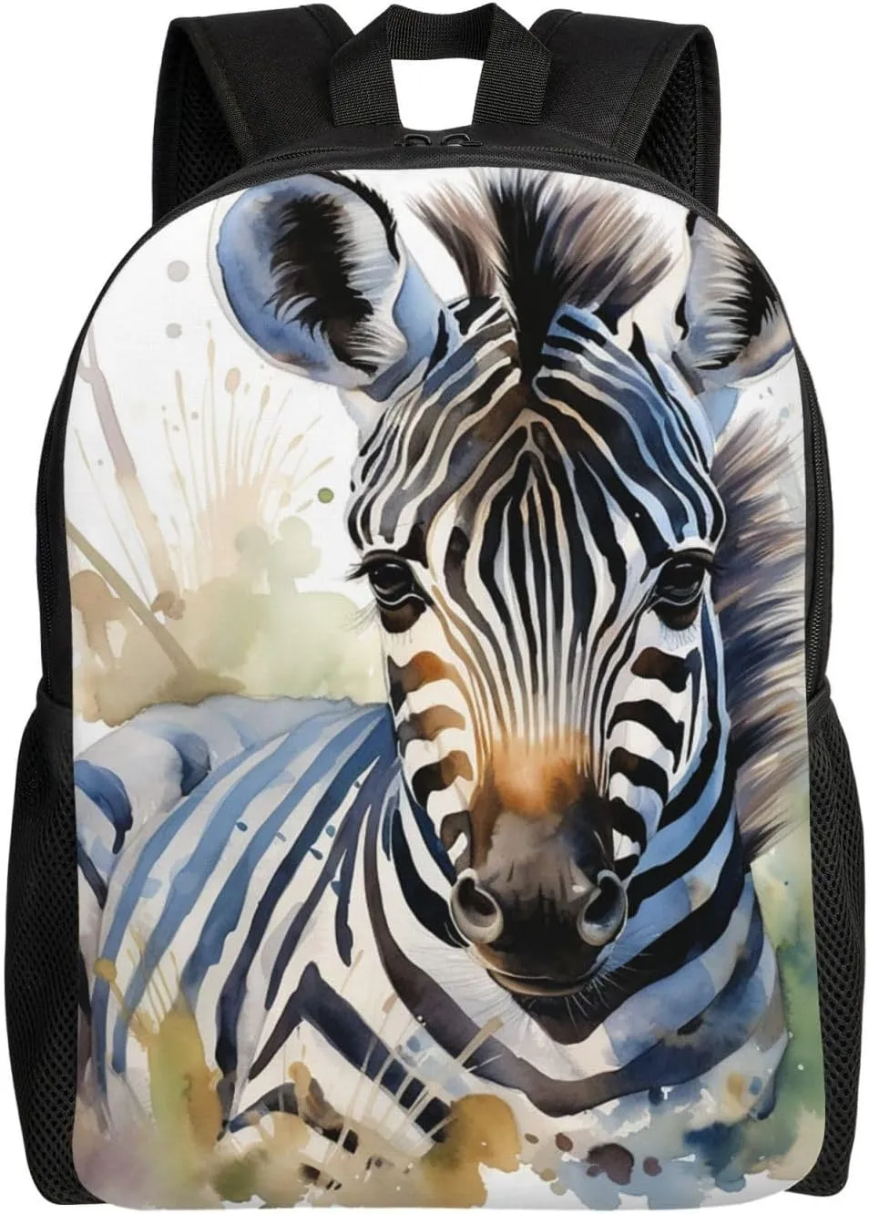 Cute zebra watercolor Travel Backpack for Women Men Large Laptop Bag 16.1Inch College Bag Casual Daypack