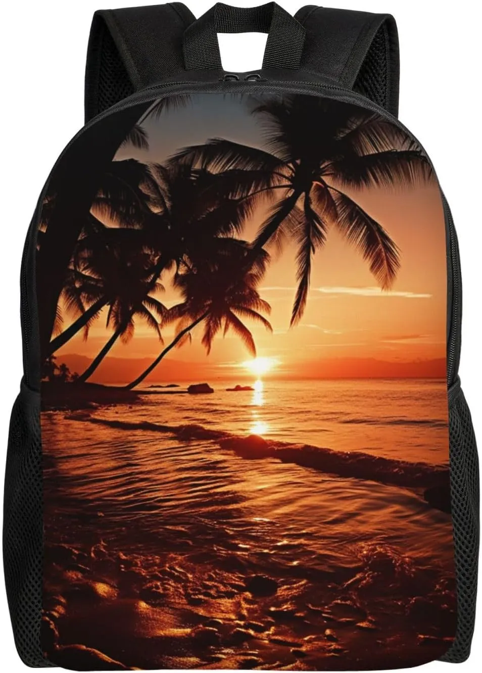 Dusk Tropical Beach Palm Travel Backpack for Women Men Large Laptop Bag 16.1Inch College Bag Casual Daypack