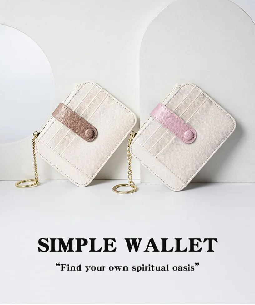 EnShine Tela Womens Slim Credit Card Holder Wallet Zipper Coin Pocket ID Window Keychain Minimalist Wallet Purse Pouch, Blue, one size, Minimalist