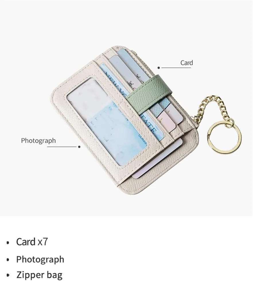 EnShine Tela Womens Slim Credit Card Holder Wallet Zipper Coin Pocket ID Window Keychain Minimalist Wallet Purse Pouch, Blue, one size, Minimalist