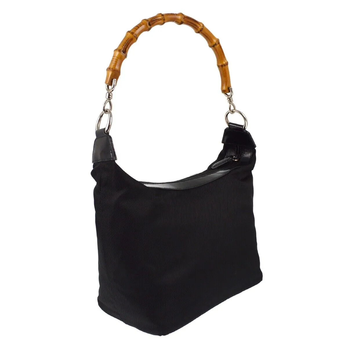 Gucci Black Bamboo Hobo Handbag