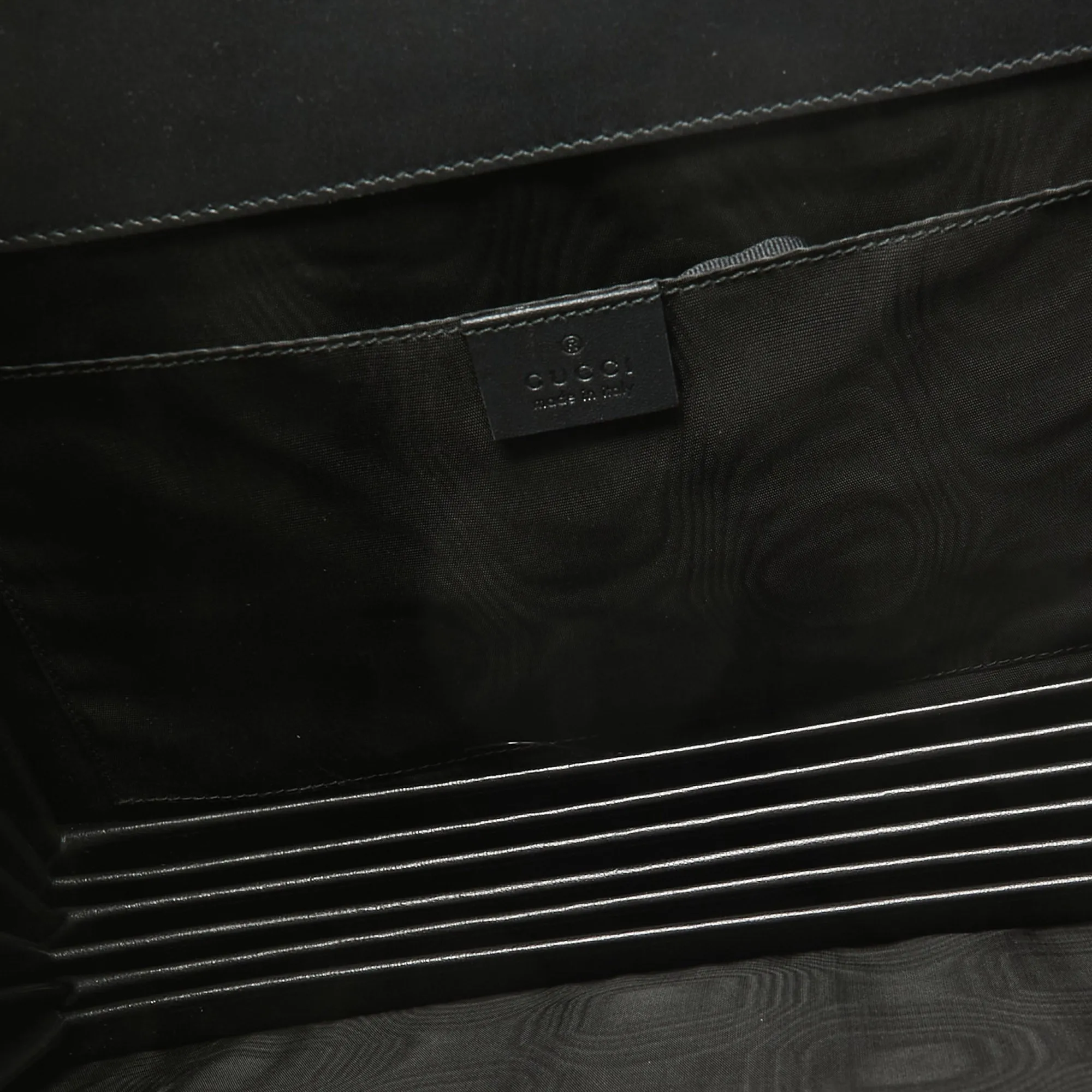 Gucci  Leather Printed Guccy Portfolio Clutch