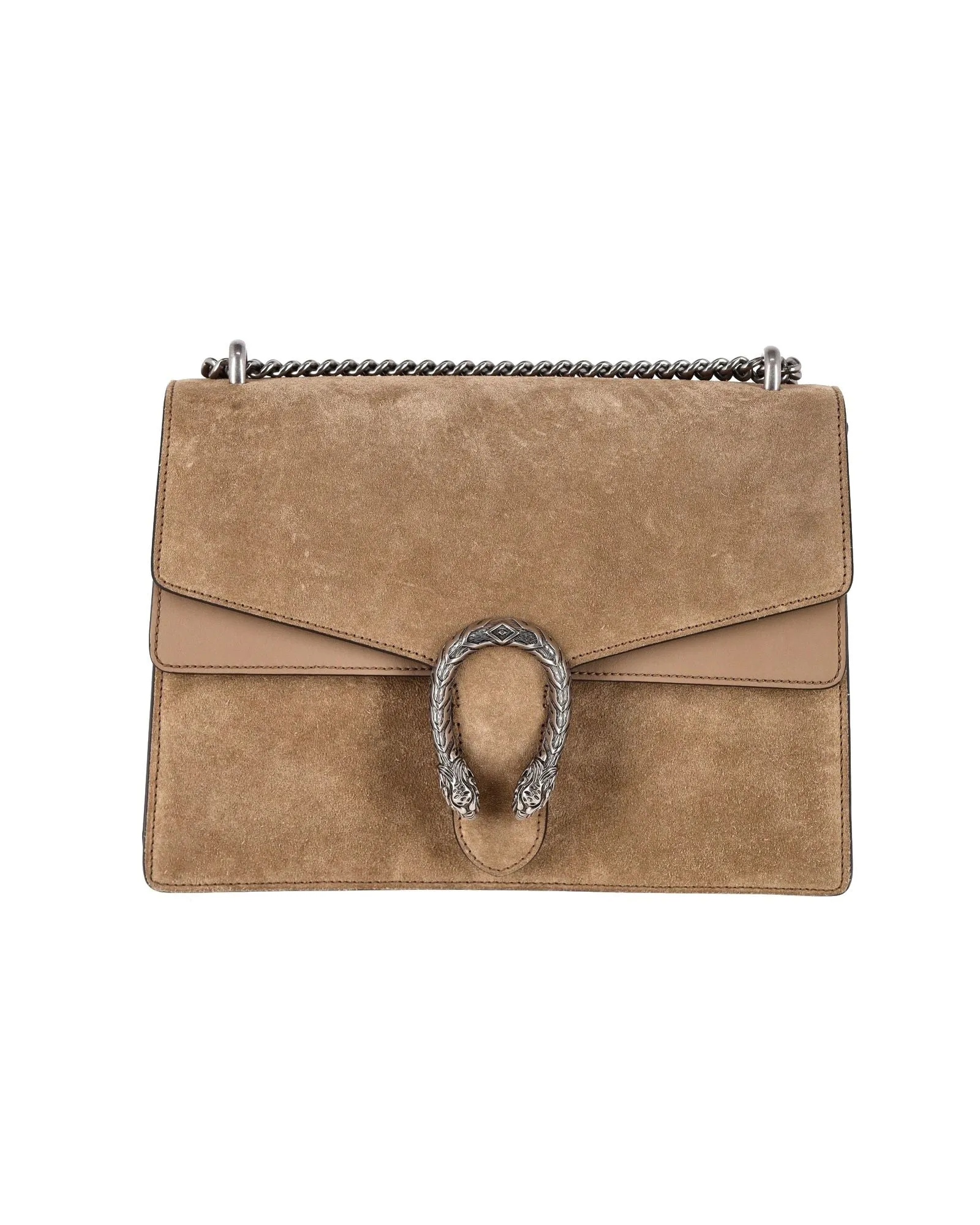Gucci Medium Dionysus Chain Handbag in Beige Suede