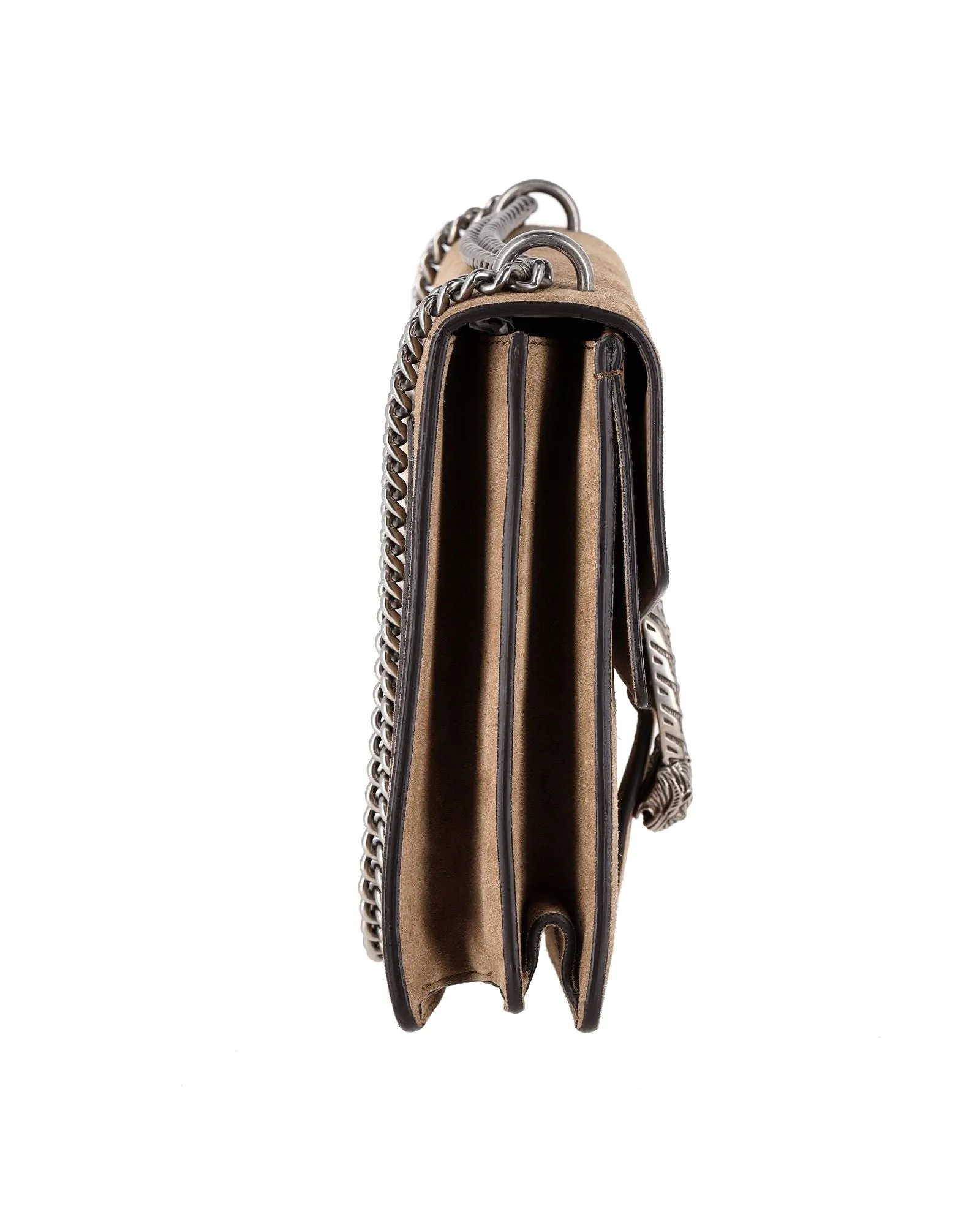 Gucci Medium Dionysus Chain Handbag in Beige Suede