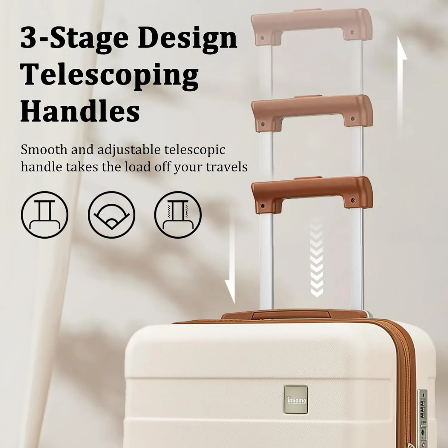 imiomo Hard Shell Luggage Sets 5 Piece for Women, Lightweight Hardside Rolling Suitcase Set with Spinner Wheels and TSA Lock, Beige