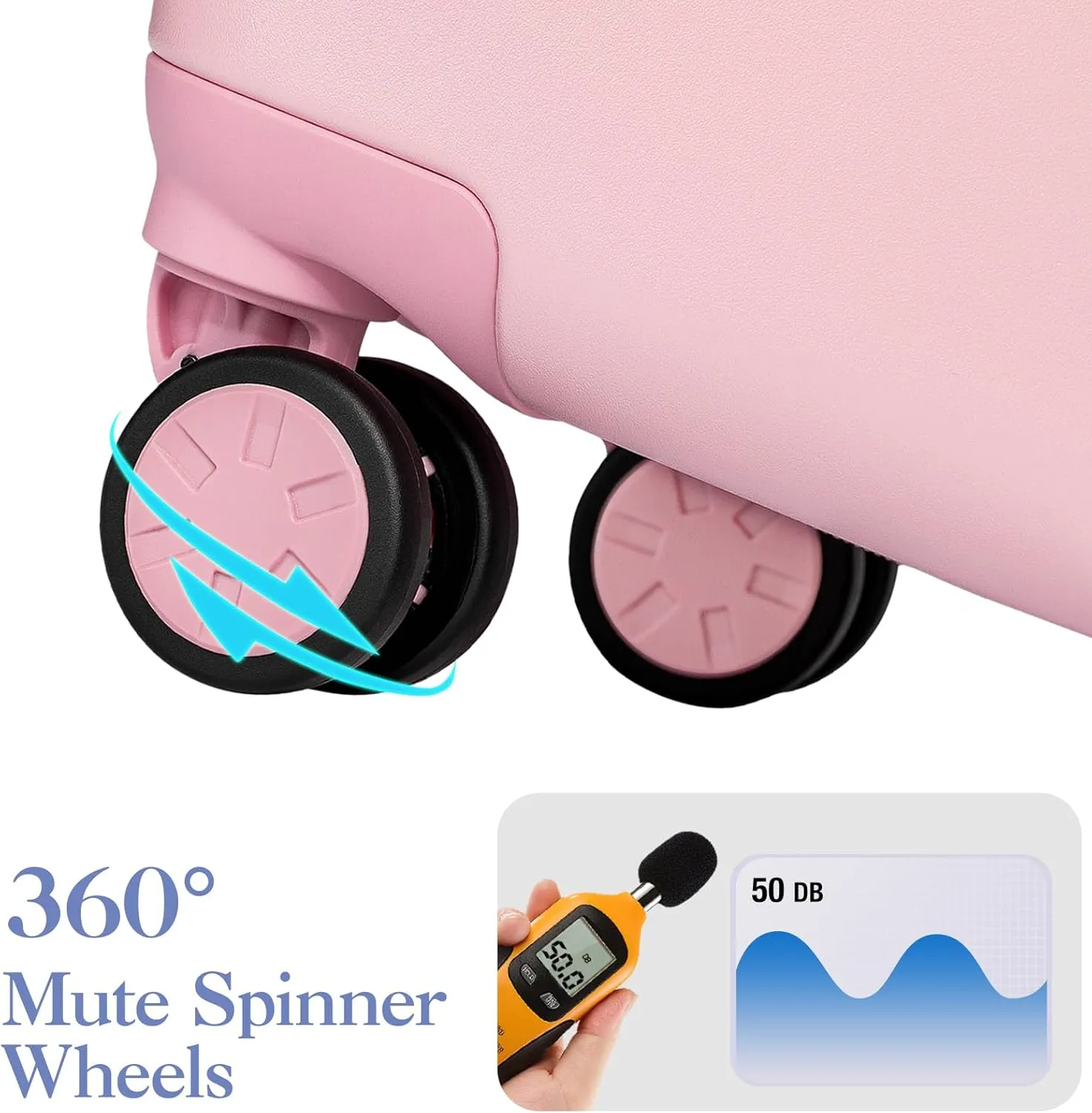 KYME Carry On Luggage, 22 Inch Suitcase With Double Spinner Wheels Airline Approved, 22x14x9 Hardshell Suicases Built-in Tsa Lock, PC Suitcase Carryon, Sakura Pink