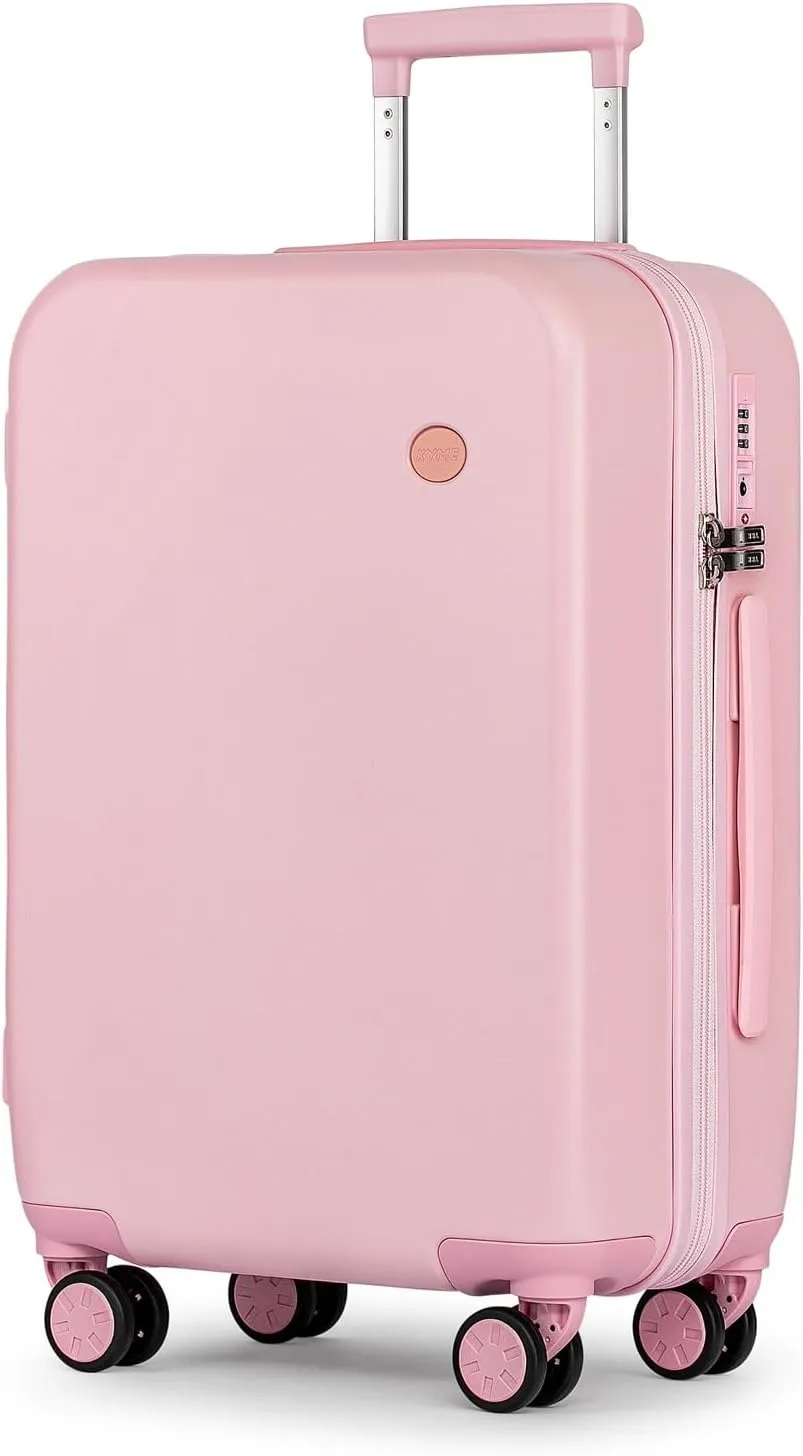 KYME Carry On Luggage, 22 Inch Suitcase With Double Spinner Wheels Airline Approved, 22x14x9 Hardshell Suicases Built-in Tsa Lock, PC Suitcase Carryon, Sakura Pink