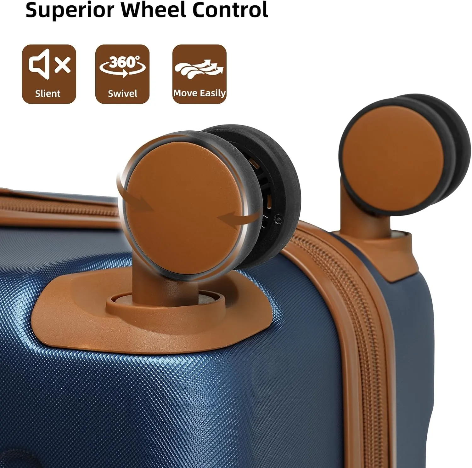 LARVENDER Luggage Sets 6 Piece Hardshell Expandable Suitcases with Spinner Wheels TSA Lock, Lightweight ABS Travel Carry On Suitcase Set for Women, Blue Brown