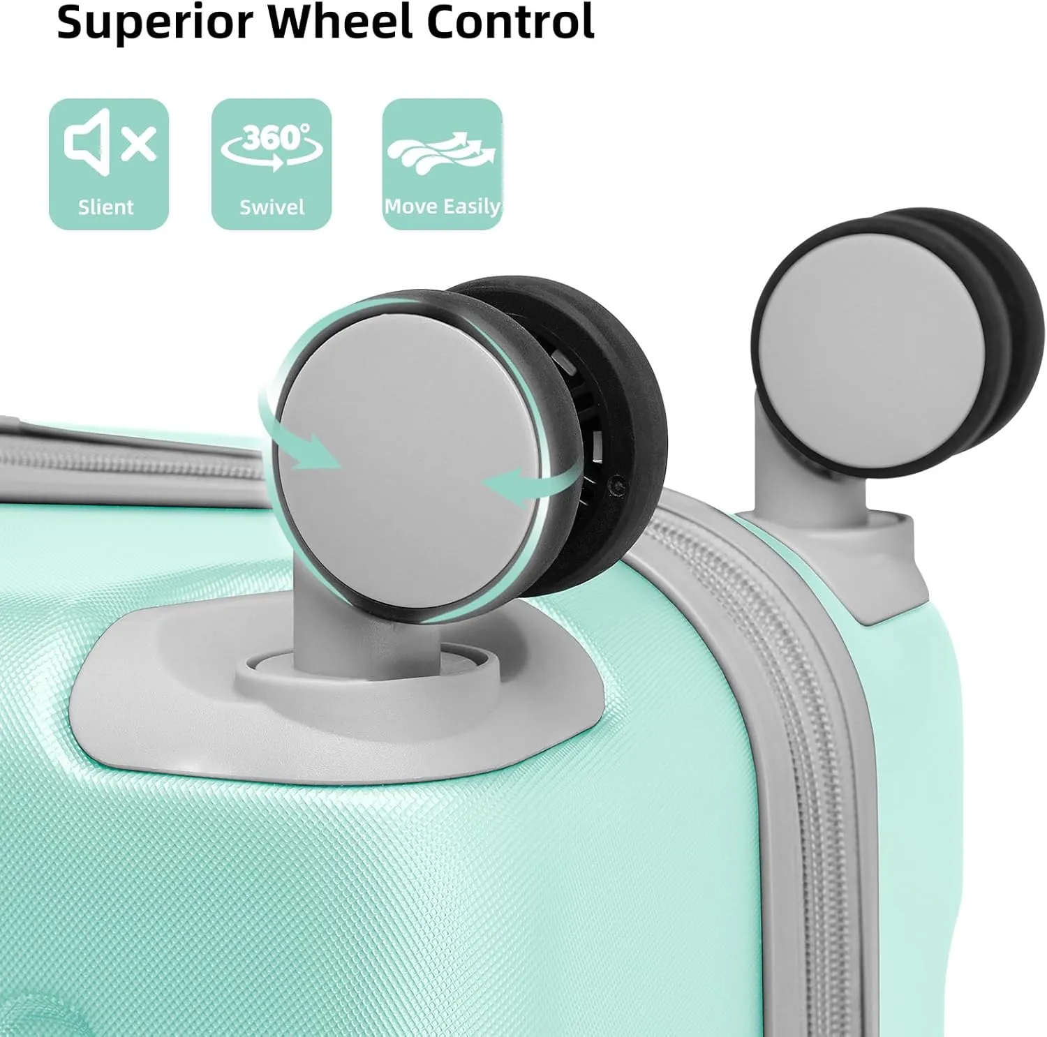 LARVENDER Luggage Sets 6 Piece Hardshell Expandable Suitcases with Spinner Wheels TSA Lock, Lightweight ABS Travel Carry On Suitcase Set for Women, Mint Green