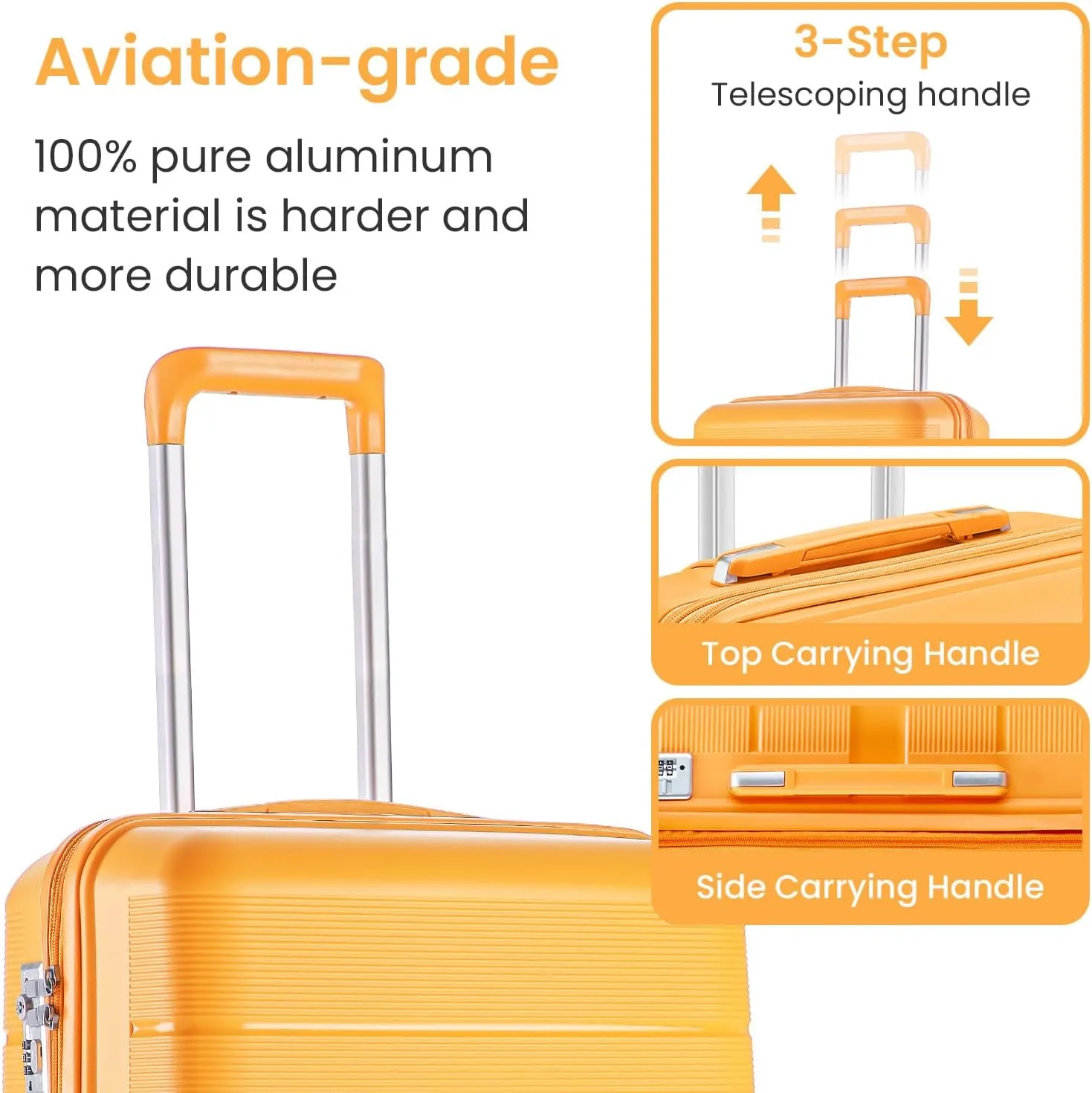 Luggage Sets 4 Piece, Hard Shell Lightweight Carry on Expandable Suitcase with Spinner Wheels Travel Set TSA Lock (#06 Orange)