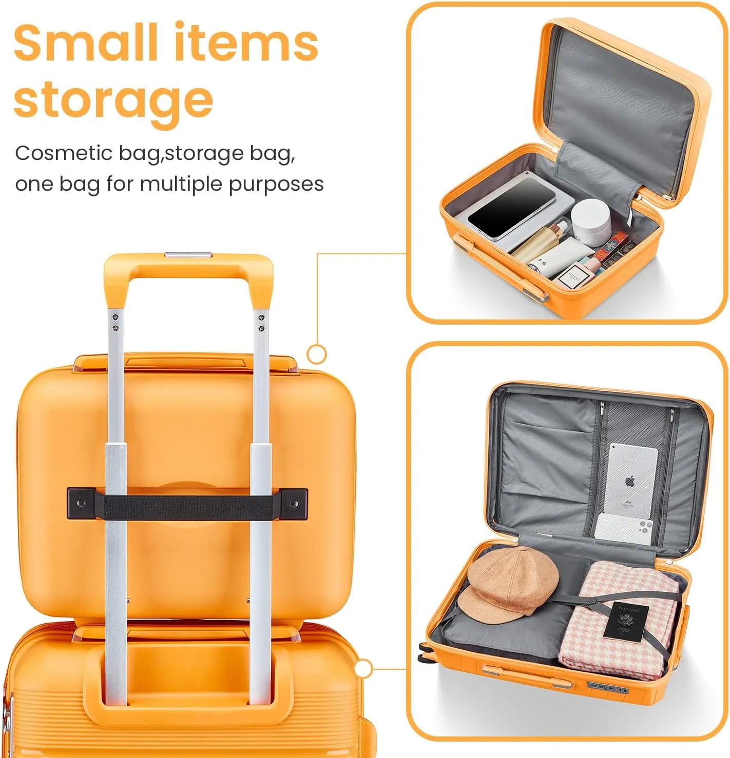 Luggage Sets 4 Piece, Hard Shell Lightweight Carry on Expandable Suitcase with Spinner Wheels Travel Set TSA Lock (#06 Orange)