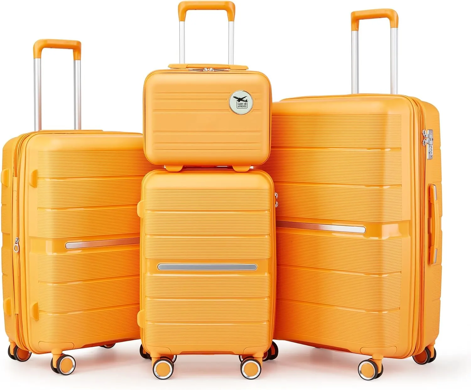 Luggage Sets 4 Piece, Hard Shell Lightweight Carry on Expandable Suitcase with Spinner Wheels Travel Set TSA Lock (#06 Orange)