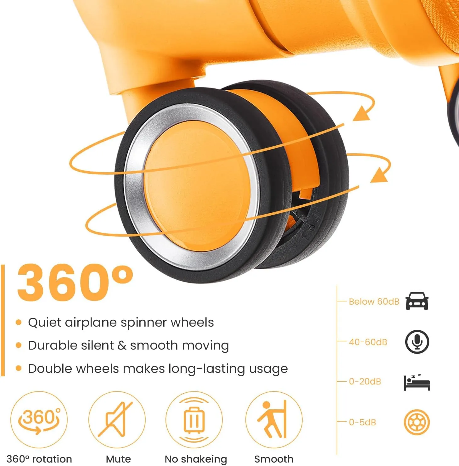 Luggage Sets 4 Piece, Hard Shell Lightweight Carry on Expandable Suitcase with Spinner Wheels Travel Set TSA Lock (#06 Orange)