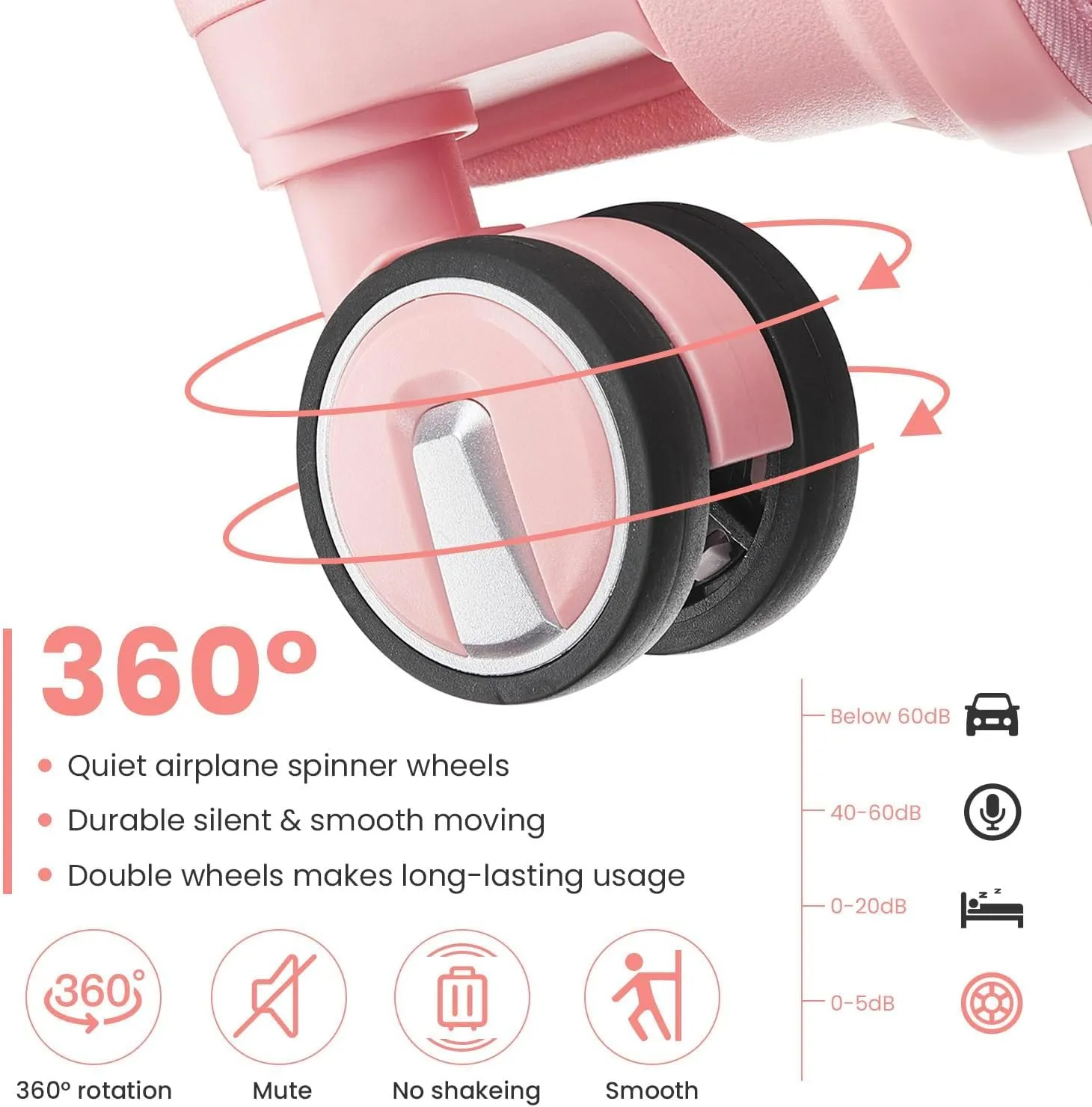 Luggage Sets 4 Piece, Hard Shell Lightweight Carry on Expandable Suitcase with Spinner Wheels Travel Set TSA Lock (#09 Rose Pink)