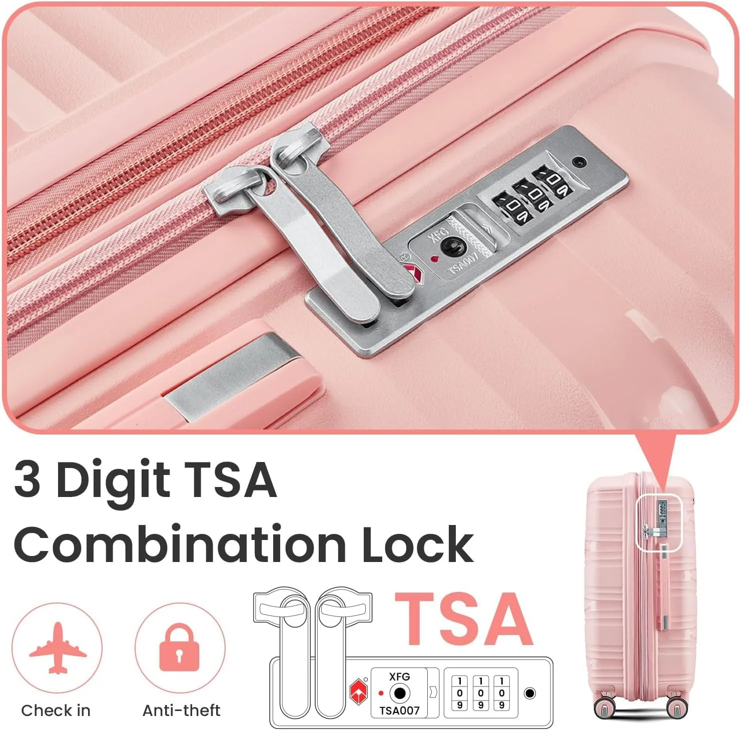 Luggage Sets 4 Piece, Hard Shell Lightweight Carry on Expandable Suitcase with Spinner Wheels Travel Set TSA Lock (#09 Rose Pink)