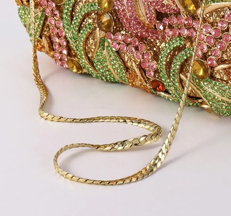 Luxury Lily Flower Diamante Clutch Evening Purse