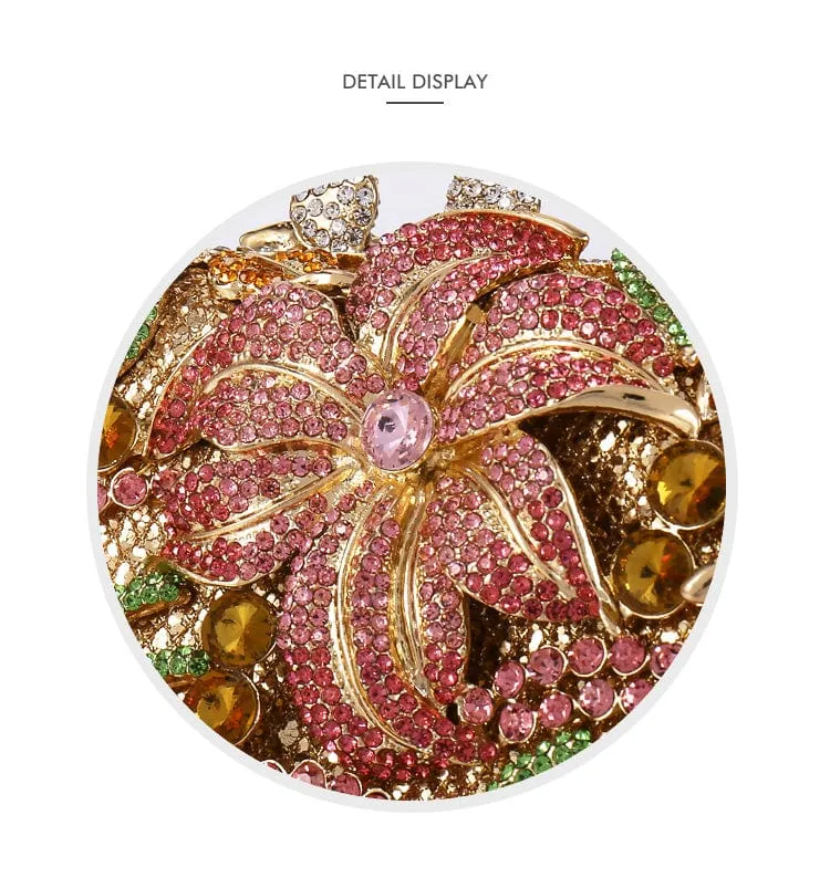 Luxury Lily Flower Diamante Clutch Evening Purse