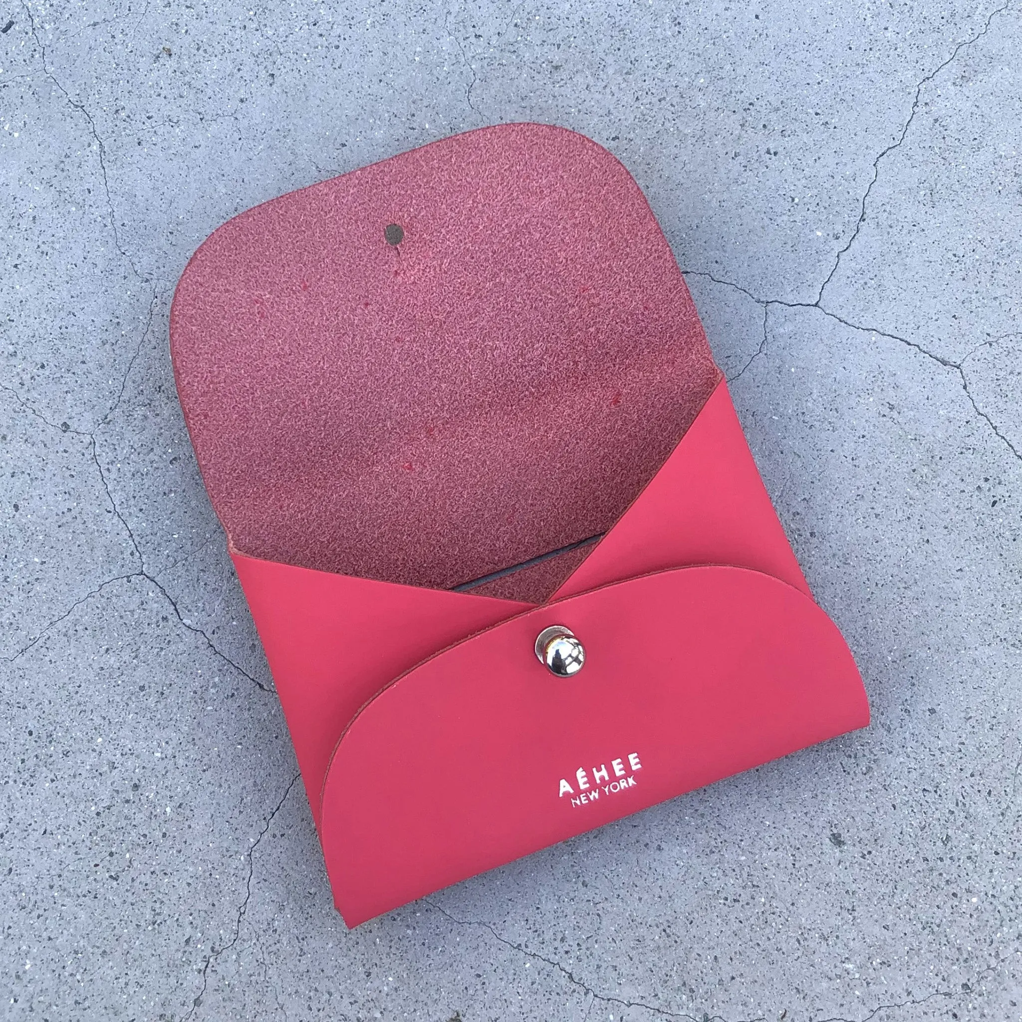 Minimal card holder wallet- Raspberry Red