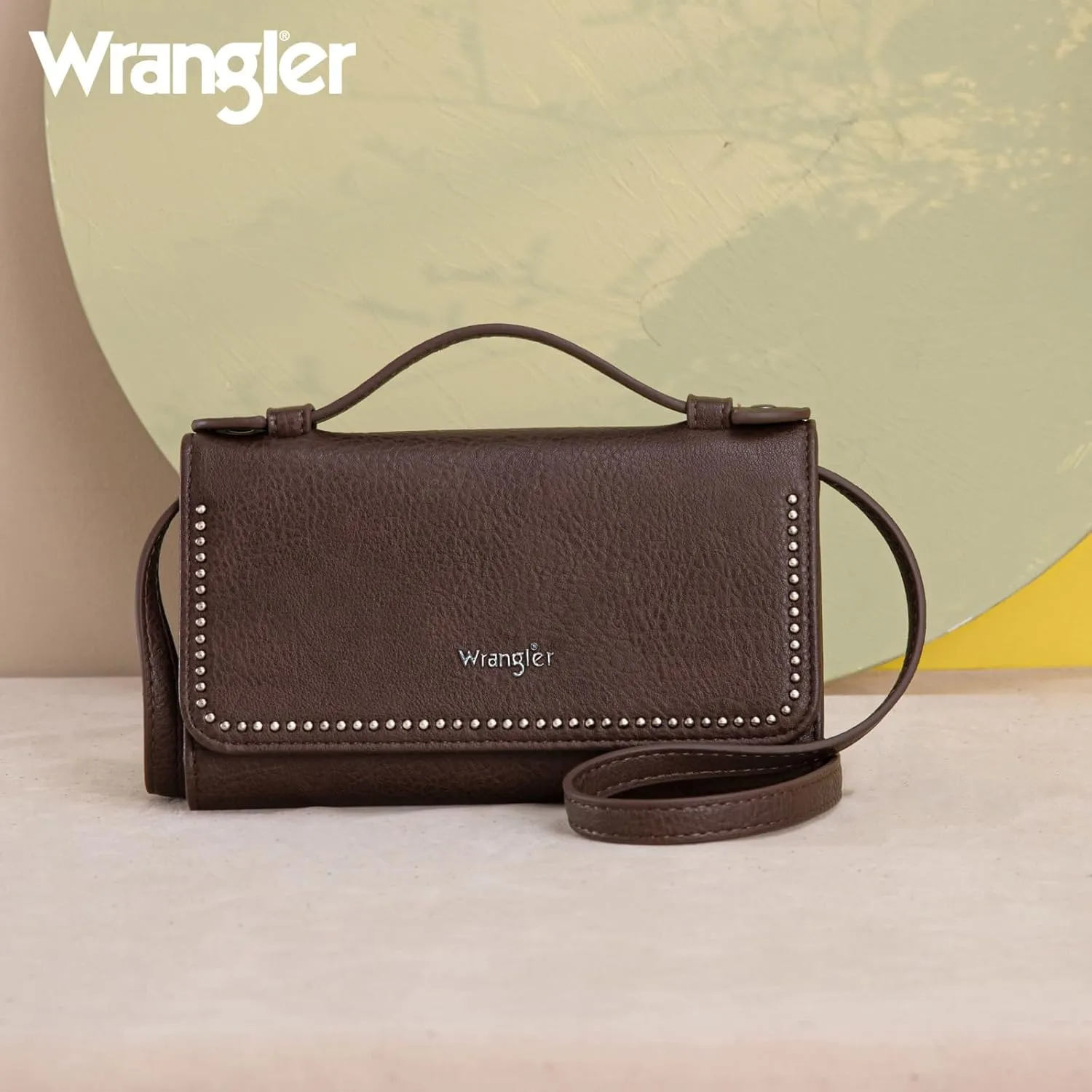 Montana West Wrangler Clutch Wallet for Women RFID Cute Crossbody Purse with Silver Rivets, Top-coffee, Small, Minimalist