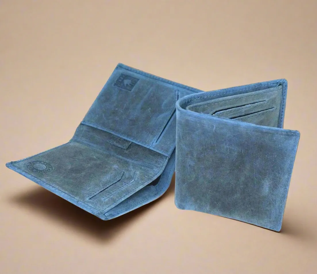 Personalised Slim Leather Mens Wallet- BLUE