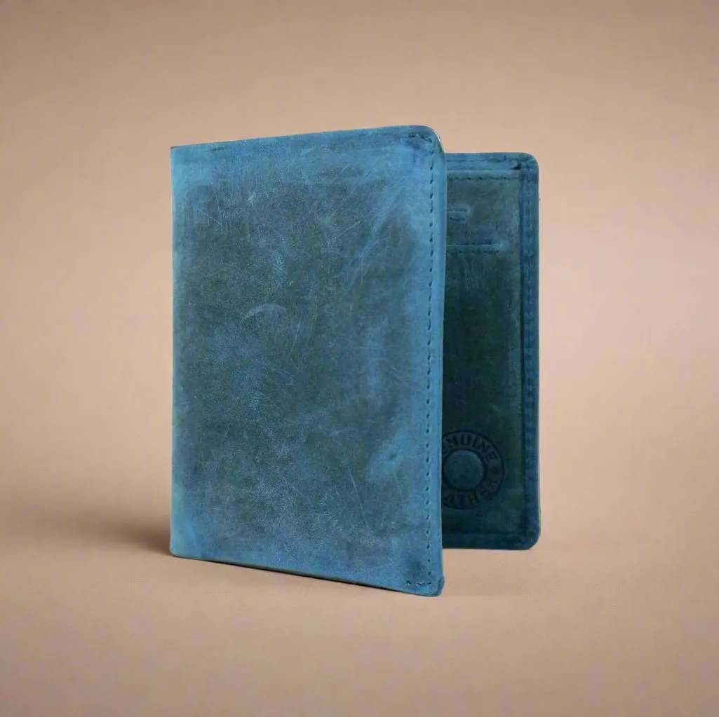 Personalised Slim Leather Mens Wallet- BLUE