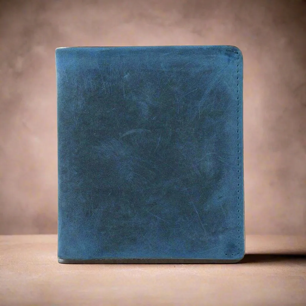 Personalised Slim Leather Mens Wallet- BLUE