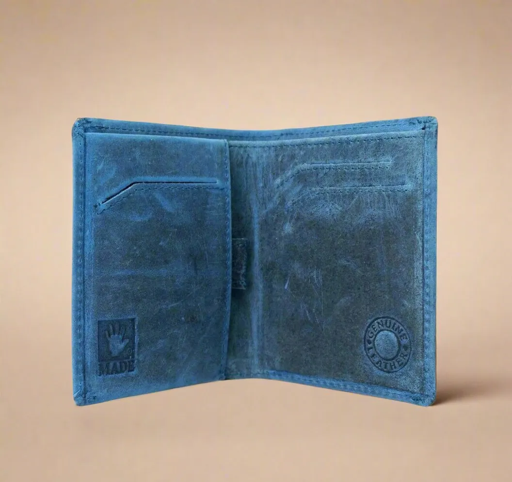 Personalised Slim Leather Mens Wallet- BLUE