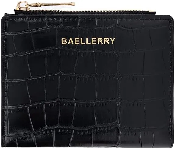 PORRASSO Fashion Wallet Ladies Minimalist Purse Women's PU Leather Change Pouch, Black, L