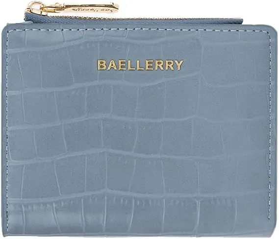 PORRASSO Fashion Wallet Ladies Minimalist Purse Women's PU Leather Change Pouch, Blue, L