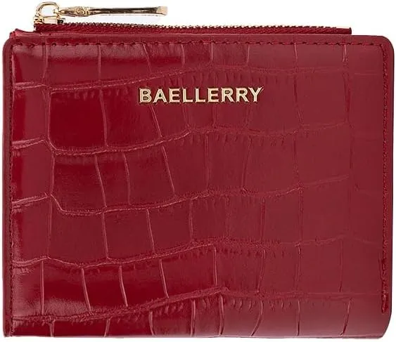 PORRASSO Fashion Wallet Ladies Minimalist Purse Women's PU Leather Change Pouch, Red, L